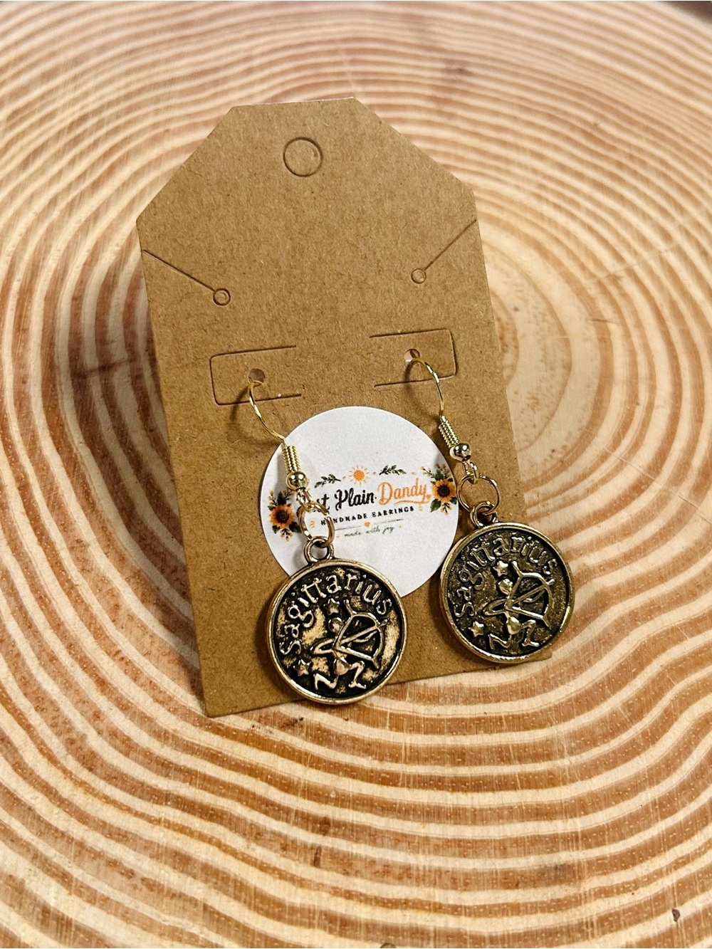 Gold Sagittarius Zodiac Earrings Horoscope Astrology Jewelry